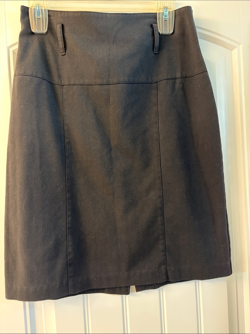 Wrapper Black Pencil Skirt with Belt Loops